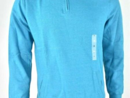 CLUBROOM Mens Light Blue Mock Neck Classic Fit Quarter-Zip Fleece Sweatshirt For Cheap