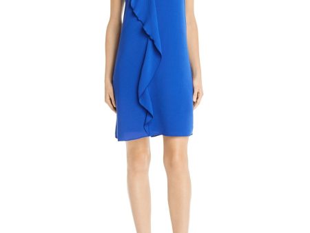 ADRIANNA PAPELL Womens Blue Sleeveless V Neck Above The Knee Cocktail Sheath Dress Online Hot Sale