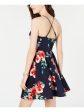 SEQUIN HEARTS Womens Black Floral Spaghetti Strap Sweetheart Neckline Short Party Fit + Flare Dress Hot on Sale