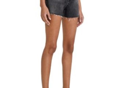 ADRIANO GOLDSCHMIED Womens Black Denim Zippered Pocketed Raw Hem Cutoff High Waist Shorts For Cheap