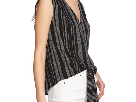 1. STATE Womens Black Striped Sleeveless V Neck Top For Sale