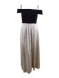 MORGAN & CO Womens Black Zippered Metallic Pleated Pocketed Gown Short Sleeve Off Shoulder Maxi Formal Fit + Flare Dress Online