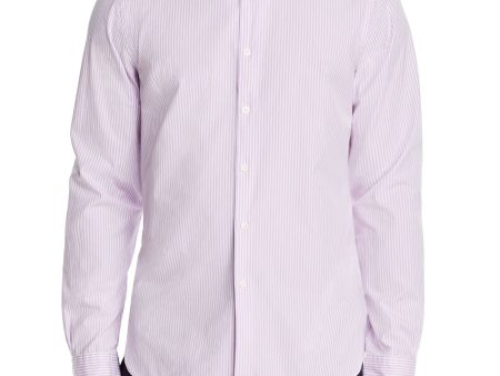 The Mens store Mens Purple Pinstripe Long Sleeve Button Down Cotton Blend Casual Shirt Online Sale