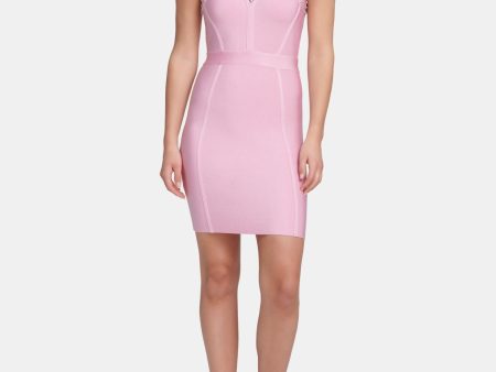 MARCIANO Womens Open-back Studded Sleeveless Halter Short Cocktail Body Con Dress Online Sale