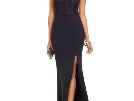 ADRIANNA PAPELL Womens Slitted Asymmetrical Neckline Full-Length Evening Sheath Dress Online Hot Sale