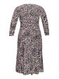 RACHEL RACHEL ROY Womens Pink Stretch Ruched Zippered Front Pleated Cascade Animal Print Long Sleeve Surplice Neckline Midi Party Faux Wrap Dress Online now