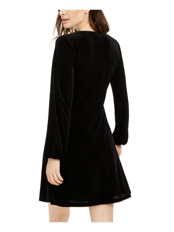 19 COOPER Womens Long Sleeve V Neck Mini Party Fit + Flare Dress Sale