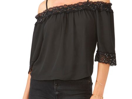 28TH & PARK Womens Ruffled Spaghetti Strap Off Shoulder Party Top Online Hot Sale