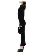 SIMON MILLER Womens Black Ribbed Cut Out Long Sleeve Round Neck Maxi Sheath Dress Cheap