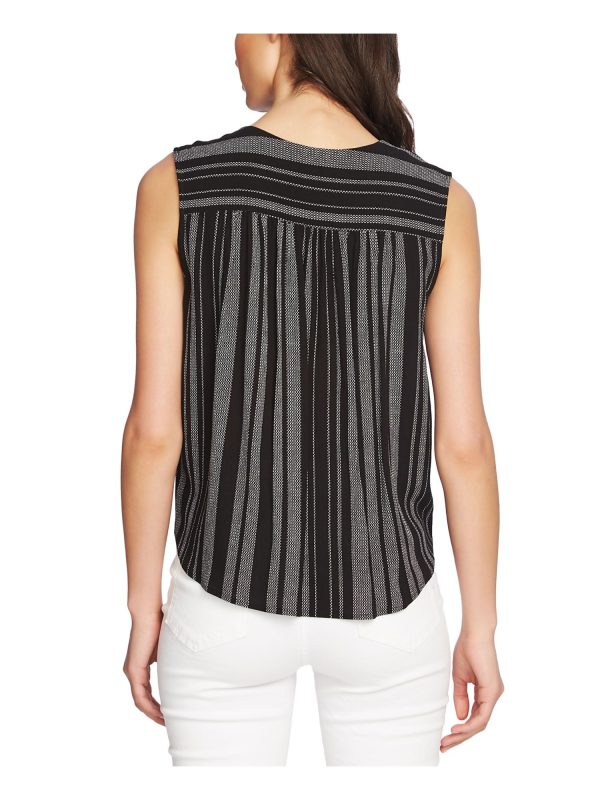 1. STATE Womens Black Striped Sleeveless V Neck Top For Sale