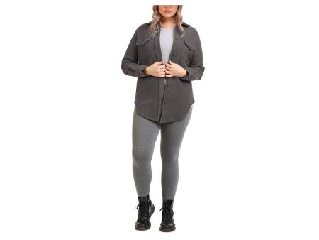 DEX Womens Stretch Pocketed Heather Cuffed Sleeve Collared Jacket Online