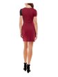 ULTRA FLIRT Womens Maroon Stretch Ruched Pleated Pullover Color Block Short Sleeve Surplice Neckline Short Faux Wrap Dress Online Sale