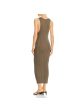 REMAIN Womens Green Fitted Ribbed Sleeveless Jewel Neck Midi Party Body Con Dress Online now