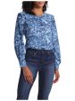 HALSTON Womens Gathered Printed Cuffed Sleeve Jewel Neck Wear To Work Blouse Fashion