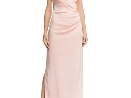 LAUNDRY Womens Pink Slitted Spaghetti Strap Cowl Neck Full-Length Formal Sheath Dress For Discount