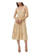 RILEY&RAE Womens Beige Sleeveless V Neck Midi Fit + Flare Dress Fashion