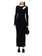 SIMON MILLER Womens Black Ribbed Cut Out Long Sleeve Round Neck Maxi Sheath Dress Cheap