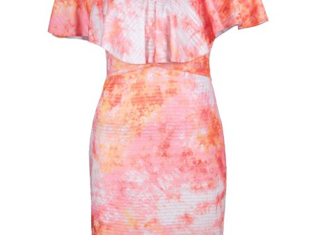 RACHEL RACHEL ROY Womens Cold Shoulder Tie Dye Short Sleeve V Neck Knee Length Party Sheath Dress Online Sale