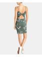 RACHEL ROY Womens Twist Back Floral Spaghetti Strap Scoop Neck Above The Knee Body Con Dress Discount