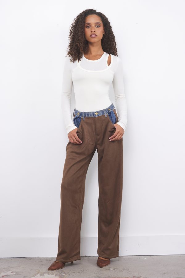 Rylee Denim Suede Pants Sale