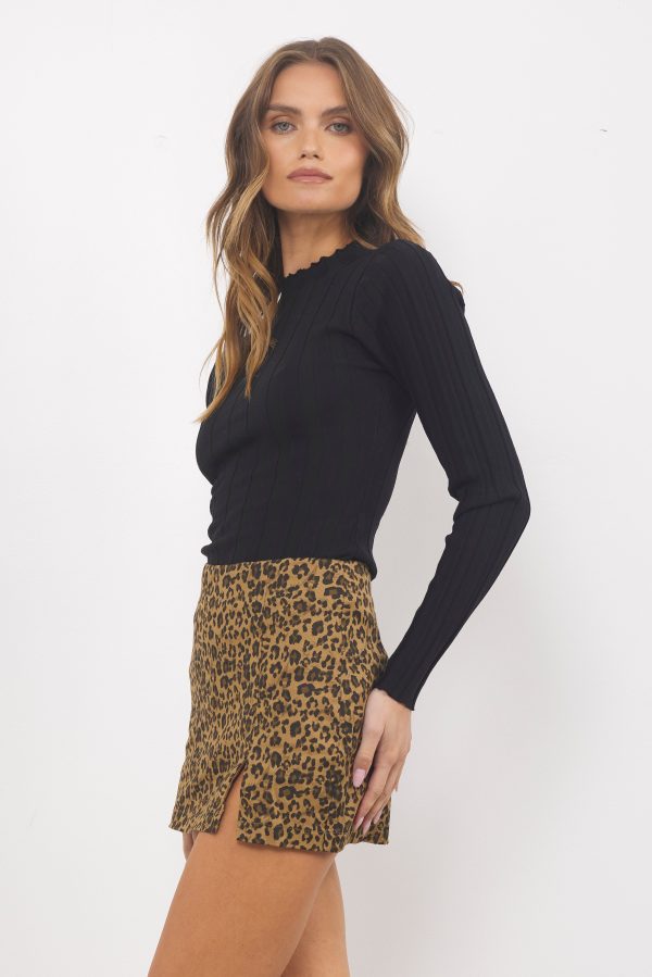 Hunt You Down Camel Leopard Skirt Online Sale