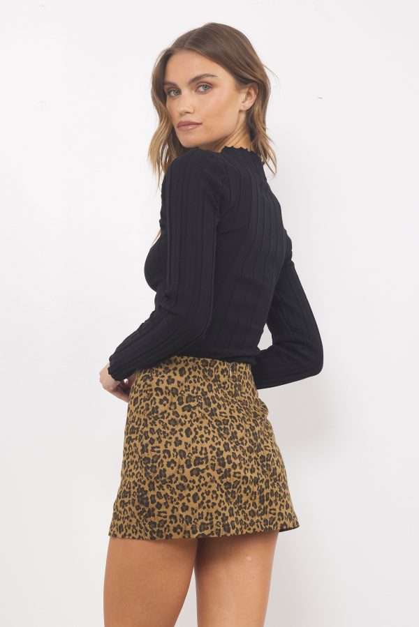 Hunt You Down Camel Leopard Skirt Online Sale