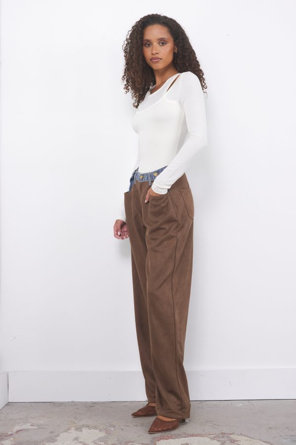 Rylee Denim Suede Pants Sale